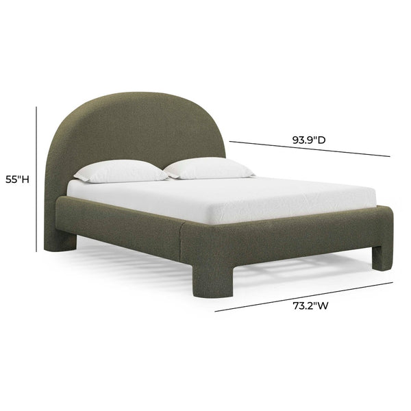 TOV Furniture Orphea Boucle Bed: Modern Luxury Comfort with Durable Upholstery and Contemporary Design for Any Space Kale Green / Queen TOV-B54661