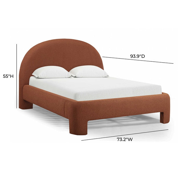 TOV Furniture Orphea Boucle Bed: Modern Luxury Comfort with Durable Upholstery and Contemporary Design for Any Space Autumn Red / Queen TOV-B54662