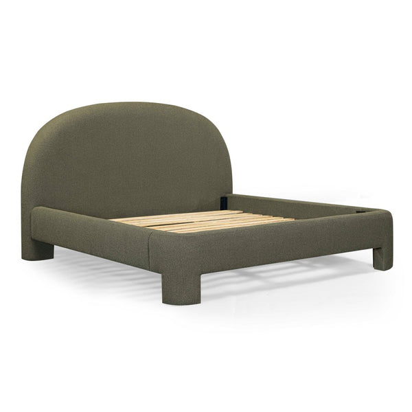 TOV Furniture Orphea Boucle Bed: Modern Luxury Comfort with Durable Upholstery and Contemporary Design for Any Space Kale Green / King TOV-B54664