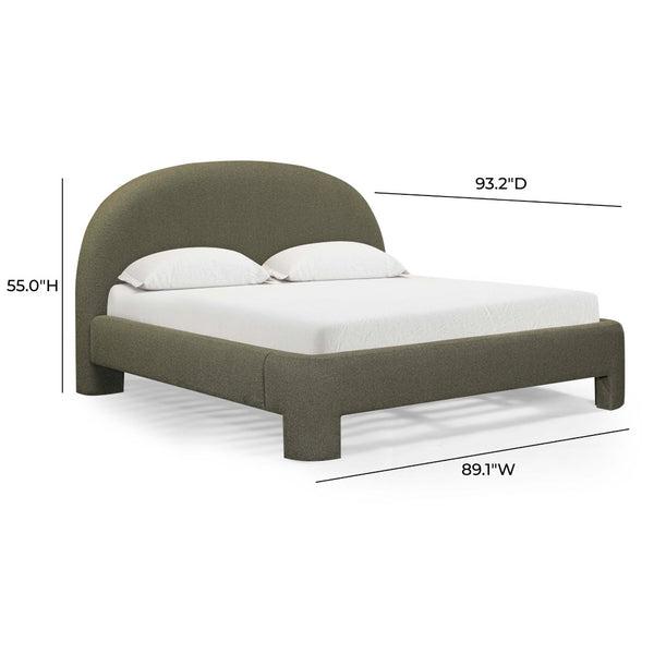TOV Furniture Orphea Boucle Bed: Modern Luxury Comfort with Durable Upholstery and Contemporary Design for Any Space Kale Green / King TOV-B54664
