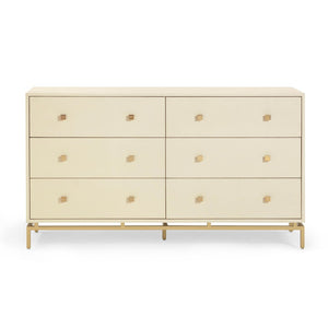 TOV Furniture Pesce 57" Artisan Shagreen Dresser with 6 Drawers, Brass Accents, and Felt-Lined Interiors for Elegance Cream TOV-B54726