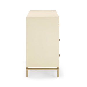 TOV Furniture Pesce 57" Artisan Shagreen Dresser with 6 Drawers, Brass Accents, and Felt-Lined Interiors for Elegance Cream TOV-B54726