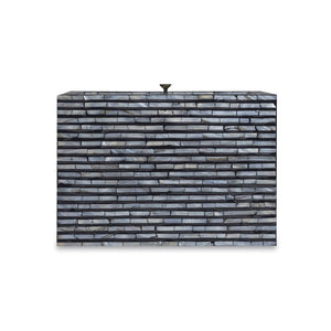 TOV Furniture Cassis 20" Nightstand with Hand-Placed Mother of Pearl, Compact Black Design for Elegant Spaces TOV-B54795