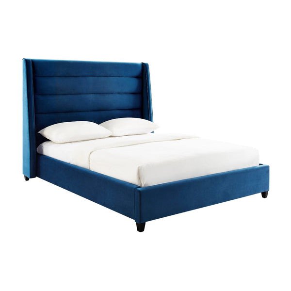 TOV Furniture Koah Velvet Bed - Modern Channel-Tufted Elegance with Solid Wood Frame for Luxurious Bedroom Style Navy / Queen TOV-B6327