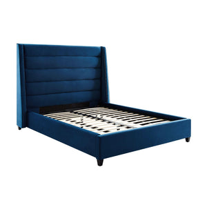 TOV Furniture Koah Velvet Bed - Modern Channel-Tufted Elegance with Solid Wood Frame for Luxurious Bedroom Style Navy / Queen TOV-B6327