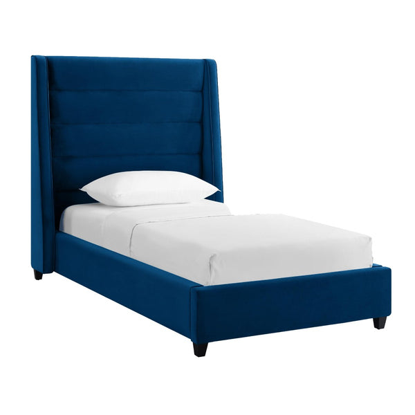 TOV Furniture Koah Velvet Bed - Modern Channel-Tufted Elegance with Solid Wood Frame for Luxurious Bedroom Style Navy / Twin TOV-B6328