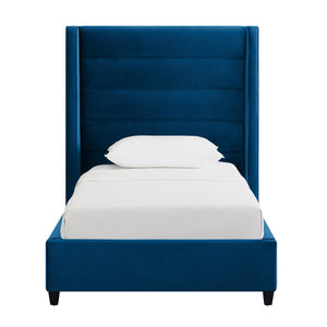 TOV Furniture Koah Velvet Bed - Modern Channel-Tufted Elegance with Solid Wood Frame for Luxurious Bedroom Style Navy / Twin TOV-B6328