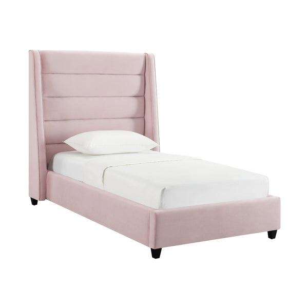 TOV Furniture Koah Velvet Bed - Modern Channel-Tufted Elegance with Solid Wood Frame for Luxurious Bedroom Style Blush / Twin TOV-B6332