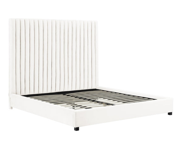 TOV Furniture Arabelle Velvet Bed: Luxurious Upholstered Centerpiece with Channel-Tufted Headboard for Elegant Style White / Queen TOV-B68251