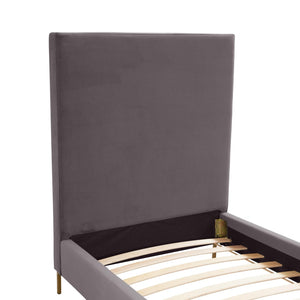 TOV Furniture Delilah Velvet Bed - Modern Glamour with Textured Upholstery and Striking Gold Legs for Your Bedroom Grey / Twin TOV-B68347