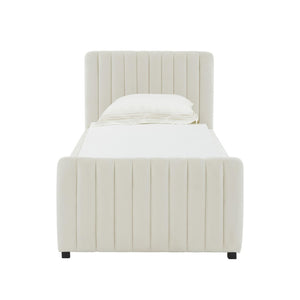 TOV Furniture Angela Velvet Trundle Bed - Glamorous Twin-Sized Sleep Solution with Stylish Functionality and Comfort Cream TOV-B68376