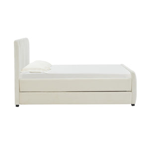 TOV Furniture Angela Velvet Trundle Bed - Glamorous Twin-Sized Sleep Solution with Stylish Functionality and Comfort Cream TOV-B68376