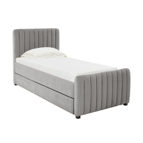 TOV Furniture Angela Velvet Trundle Bed - Glamorous Twin-Sized Sleep Solution with Stylish Functionality and Comfort Grey TOV-B68377