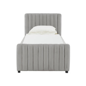 TOV Furniture Angela Velvet Trundle Bed - Glamorous Twin-Sized Sleep Solution with Stylish Functionality and Comfort Grey TOV-B68377