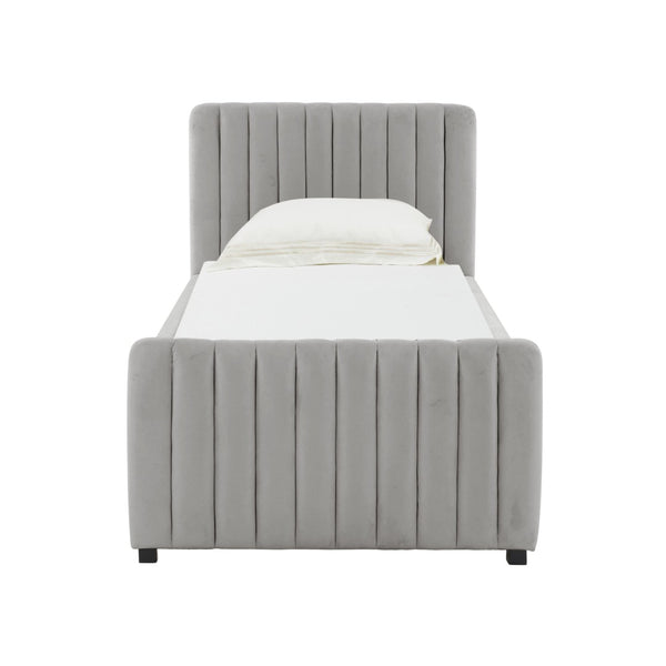 TOV Furniture Angela Velvet Trundle Bed - Glamorous Twin-Sized Sleep Solution with Stylish Functionality and Comfort Grey TOV-B68377