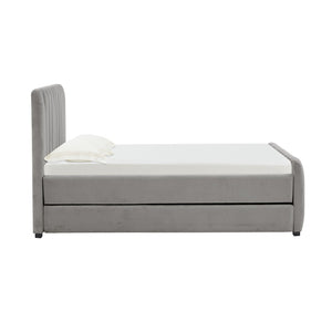 TOV Furniture Angela Velvet Trundle Bed - Glamorous Twin-Sized Sleep Solution with Stylish Functionality and Comfort Grey TOV-B68377