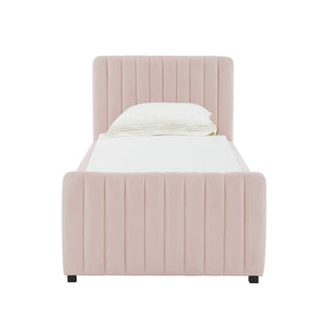 TOV Furniture Angela Velvet Trundle Bed - Glamorous Twin-Sized Sleep Solution with Stylish Functionality and Comfort Blush TOV-B68378
