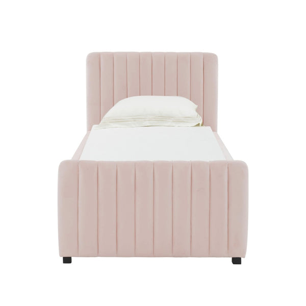TOV Furniture Angela Velvet Trundle Bed - Glamorous Twin-Sized Sleep Solution with Stylish Functionality and Comfort Blush TOV-B68378