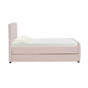 TOV Furniture Angela Velvet Trundle Bed - Glamorous Twin-Sized Sleep Solution with Stylish Functionality and Comfort Blush TOV-B68378