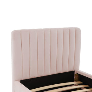 TOV Furniture Angela Velvet Trundle Bed - Glamorous Twin-Sized Sleep Solution with Stylish Functionality and Comfort Blush TOV-B68378