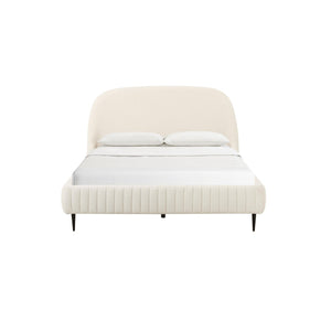 TOV Furniture Denise Cream Boucle Bed - Modern Upholstered Centerpiece with Channel Tufting and Sturdy Iron Legs King TOV-B68689