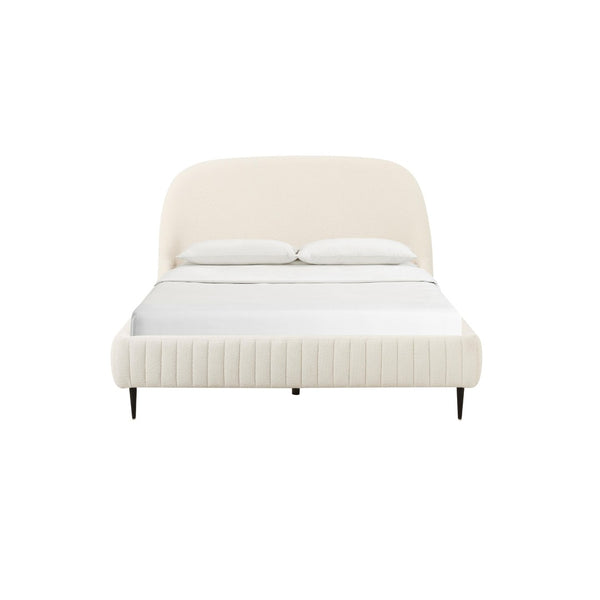 TOV Furniture Denise Cream Boucle Bed - Modern Upholstered Centerpiece with Channel Tufting and Sturdy Iron Legs King TOV-B68689
