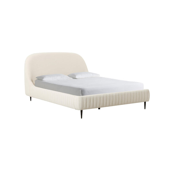 TOV Furniture Denise Cream Boucle Bed - Modern Upholstered Centerpiece with Channel Tufting and Sturdy Iron Legs Queen TOV-B68690