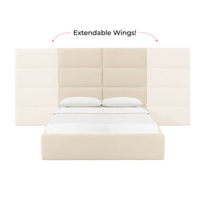 Eliana Cream Velvet Queen Bed with Wings TOV-B68725-WINGS TOV Furniture