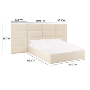 Eliana Cream Velvet Queen Bed with Wings TOV-B68725-WINGS TOV Furniture