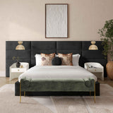 Eliana Black Velvet King Bed with Wings TOV-B68728-WINGS TOV Furniture