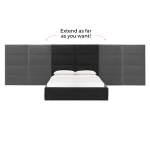 Eliana Black Velvet King Bed with Wings TOV-B68728-WINGS TOV Furniture