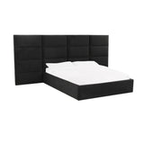 Eliana Black Velvet Queen Bed with Wings TOV-B68729-WINGS TOV Furniture