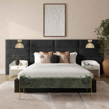 Eliana Black Velvet Queen Bed with Wings TOV-B68729-WINGS TOV Furniture