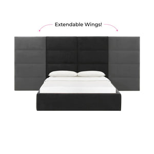 TOV Furniture Eliana Velvet Bed with Customizable Wings - Stylish Comfort & Durable Wood Frame for Your Bedroom TOV-B68729-WINGS