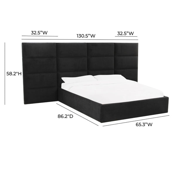 TOV Furniture Eliana Velvet Bed with Customizable Wings - Stylish Comfort & Durable Wood Frame for Your Bedroom TOV-B68729-WINGS