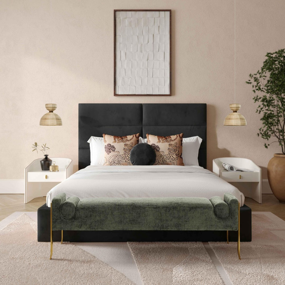 TOV Furniture Eliana Velvet Bed: Customizable Elegance with Solid Wood Frame, No Box Spring Needed, Handmade Quality TOV-B68729