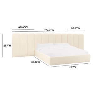 Palani Cream Velvet King Bed with Wings TOV-B68740-WINGS TOV Furniture