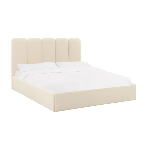 TOV Furniture Palani Velvet Bed - Modern Upholstered Design with Customizable Headboard for Luxurious Comfort Cream / King TOV-B68740