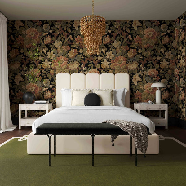 TOV Furniture Palani Velvet Bed - Modern Upholstered Design with Customizable Headboard for Luxurious Comfort Cream / King TOV-B68740