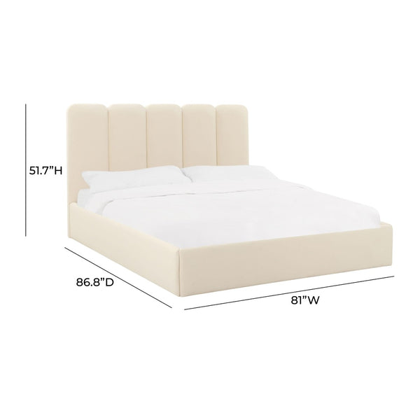 TOV Furniture Palani Velvet Bed - Modern Upholstered Design with Customizable Headboard for Luxurious Comfort Cream / King TOV-B68740