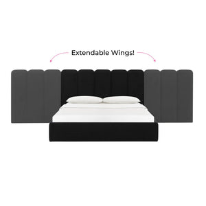 TOV Furniture Palani Velvet Headboard Wings - Elevate Your Bedroom with Luxe Comfort and Customizable Style Options Black TOV-B68744-45-15