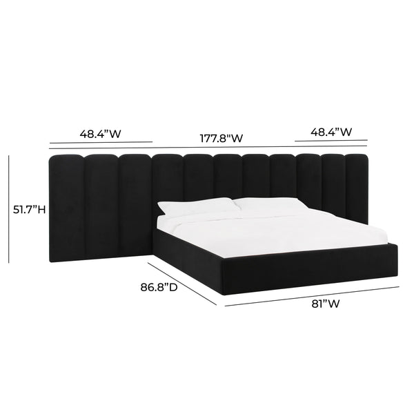 Palani Black Velvet King Bed with Wings TOV-B68744-WINGS TOV Furniture