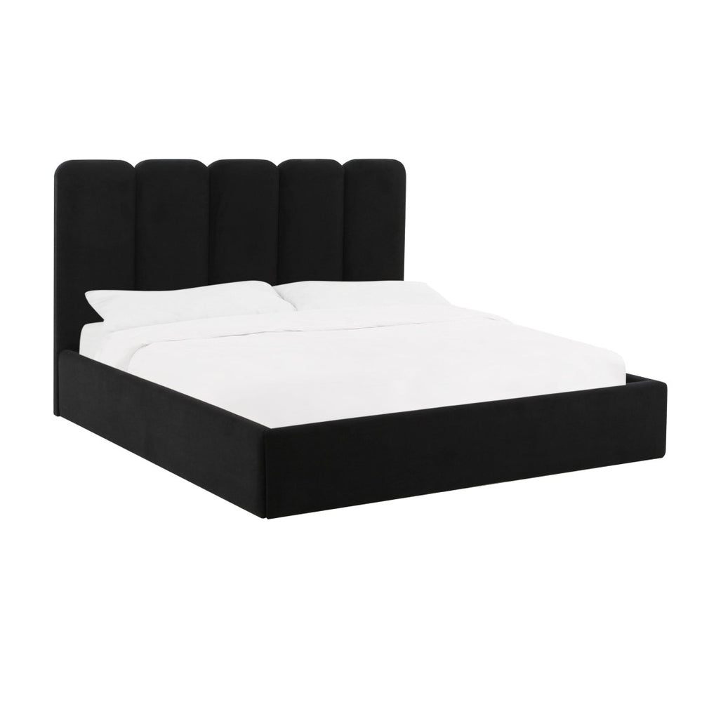 TOV Furniture Palani Velvet Bed - Modern Upholstered Design with Customizable Headboard for Luxurious Comfort Black / King TOV-B68744