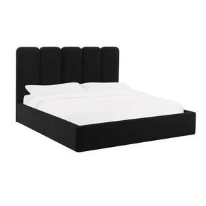 TOV Furniture Palani Velvet Bed - Modern Upholstered Design with Customizable Headboard for Luxurious Comfort Black / King TOV-B68744
