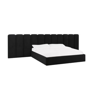 Palani Black Velvet Queen Bed with Wings TOV-B68745-WINGS TOV Furniture