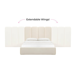 TOV Furniture Palani Cream Boucle Headboard Wings - Elegant Set of 2 for Queen or King Beds, Customizable Style TOV-B68746-47-15