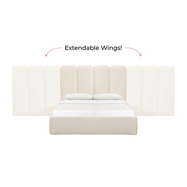 TOV Furniture Palani Cream Boucle Headboard Wings - Elegant Set of 2 for Queen or King Beds, Customizable Style TOV-B68746-47-15