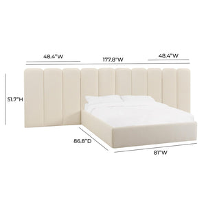 TOV Furniture Palani Cream Boucle Headboard Wings - Elegant Set of 2 for Queen or King Beds, Customizable Style TOV-B68746-47-15