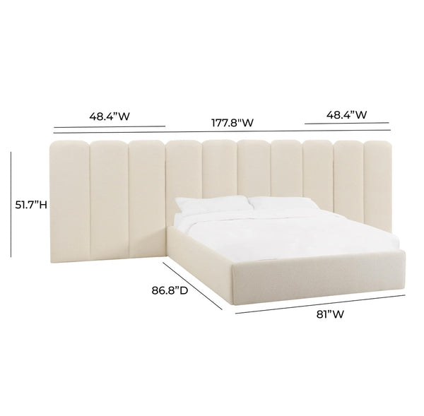 TOV Furniture Palani Cream Boucle Headboard Wings - Elegant Set of 2 for Queen or King Beds, Customizable Style TOV-B68746-47-15