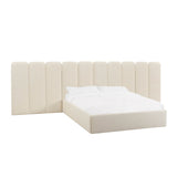 Palani Cream Boucle Queen Bed with Wings TOV-B68747-WINGS TOV Furniture